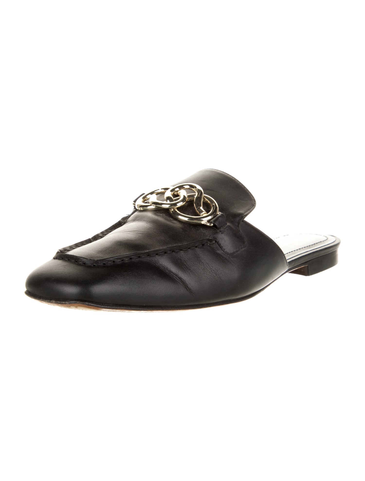 Lafayette 148 Leather Chain-Link Accents Mules