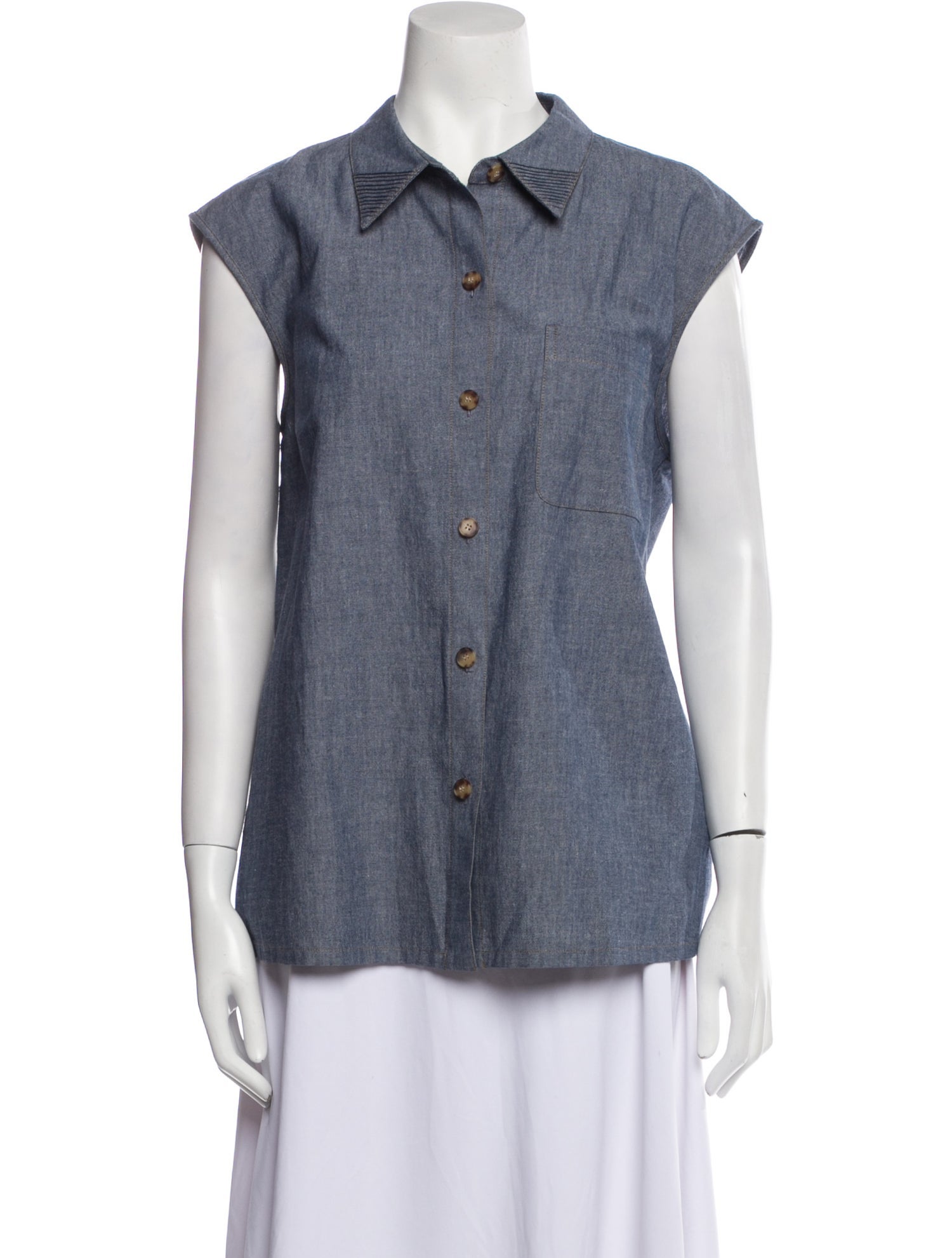 Lafayette 148 Short Sleeve Button-Up Top