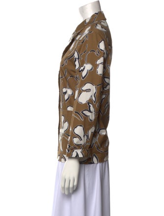 Lafayette 148 Printed Three-Quarter Sleeve Button-Up Top