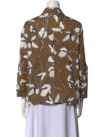 Lafayette 148 Printed Three-Quarter Sleeve Button-Up Top