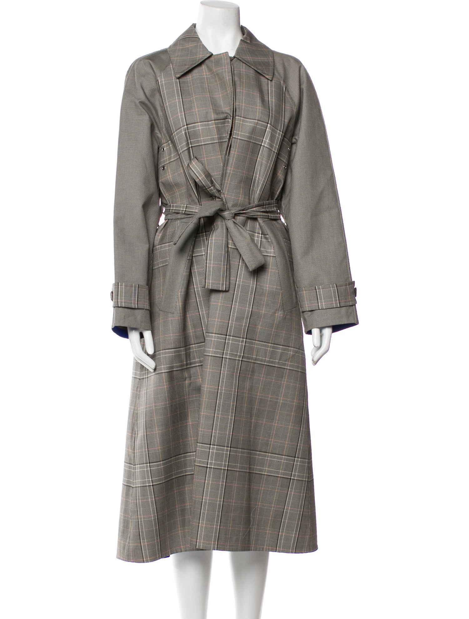Lafayette 148 Plaid Print Trench Coat