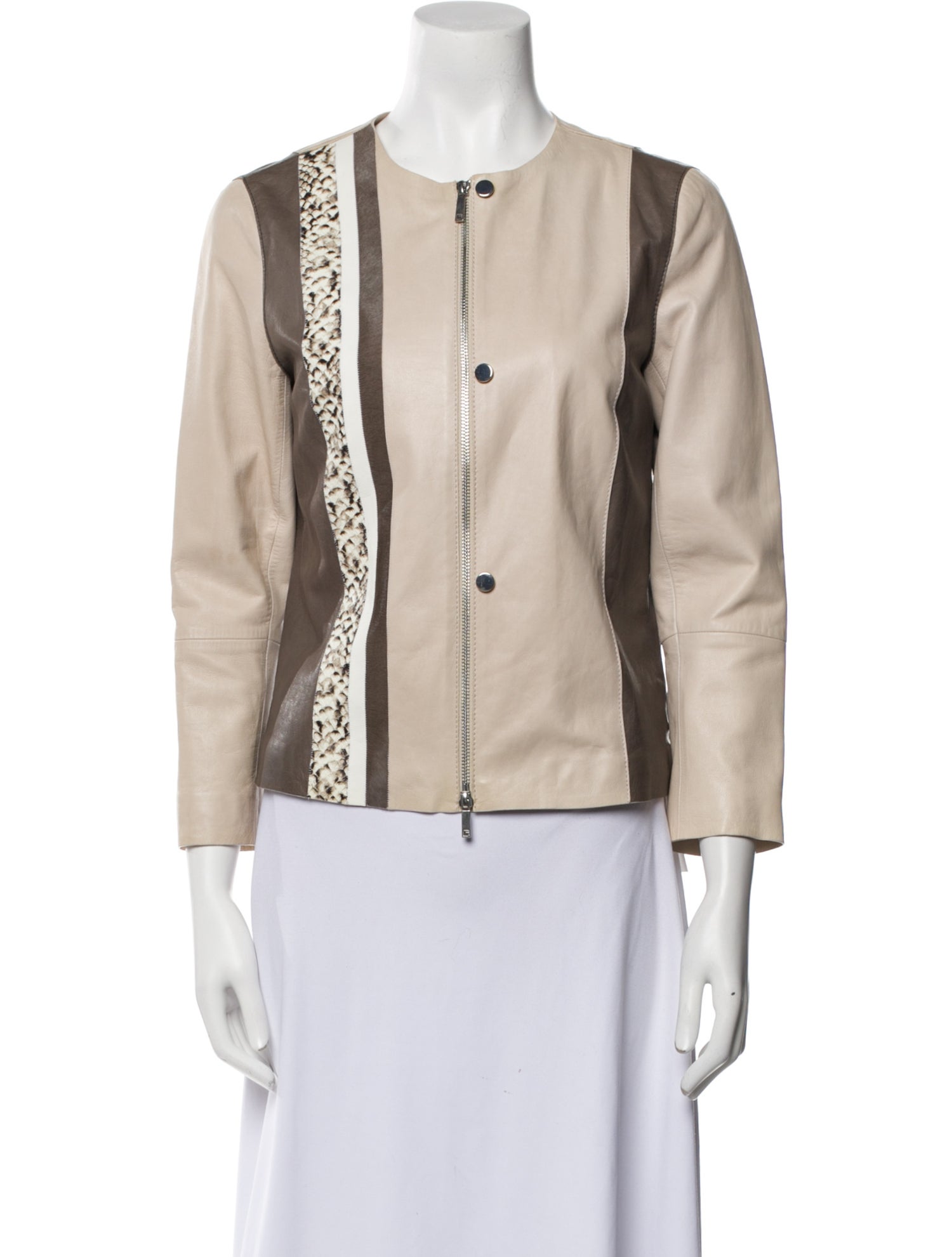 Lafayette 148 Leather Striped Jacket w/ Tags