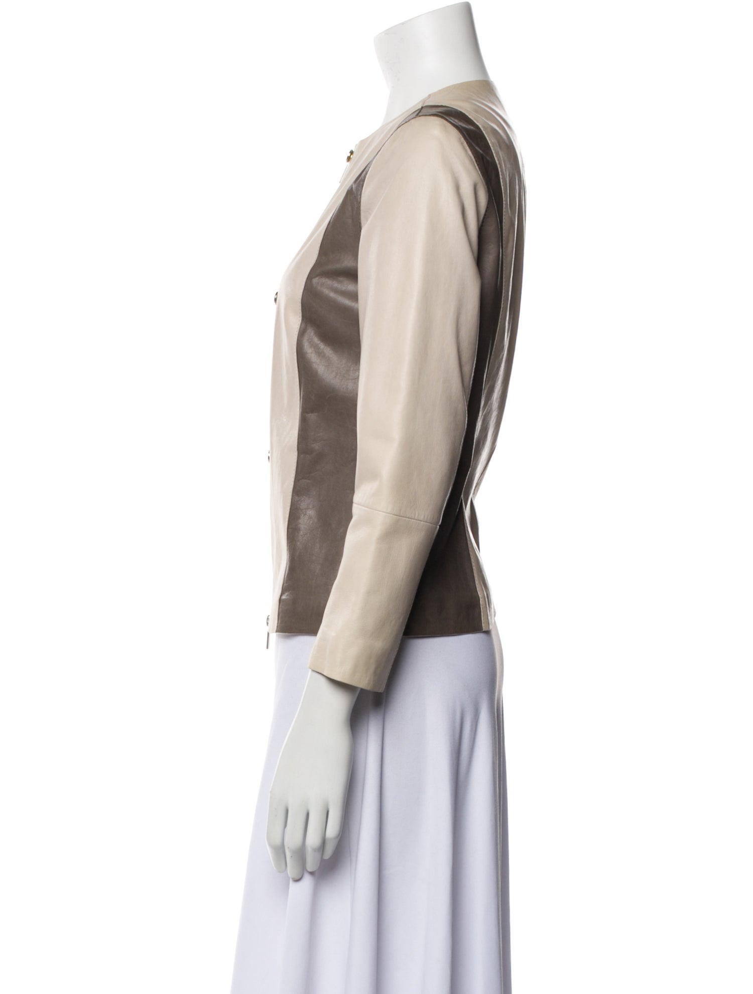 Lafayette 148 Leather Striped Jacket w/ Tags