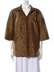Lafayette 148 Silk Three-Quarter Sleeve Button-Up Top
