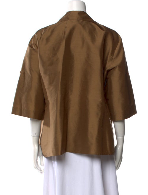 Lafayette 148 Silk Three-Quarter Sleeve Button-Up Top