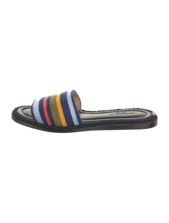 Lafayette 148 Canvas Striped Slides