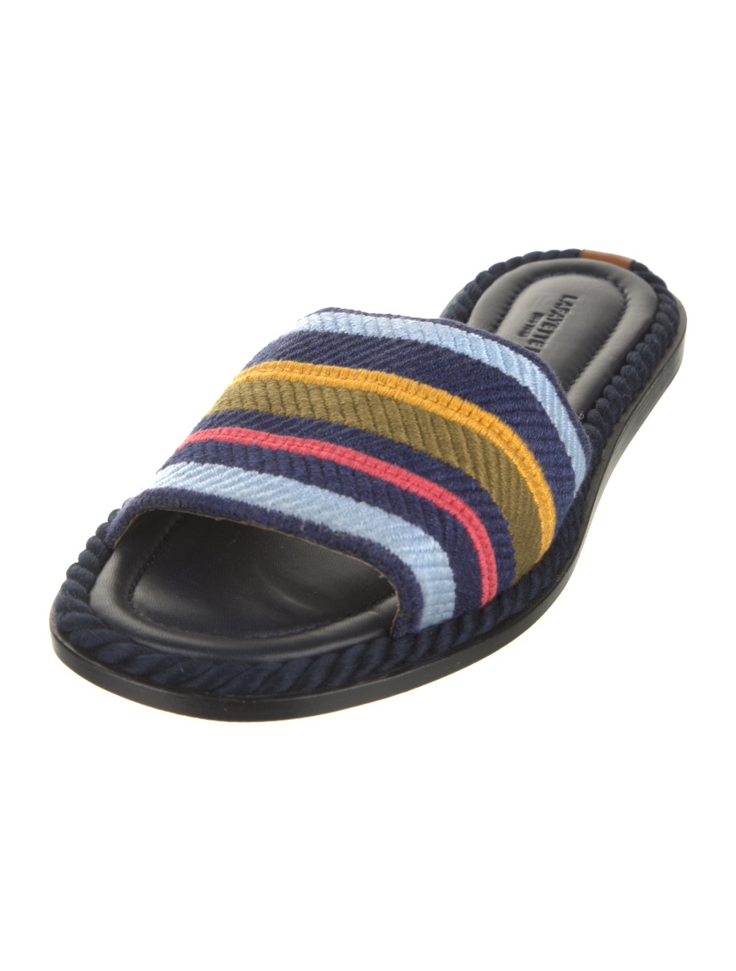 Lafayette 148 Canvas Striped Slides