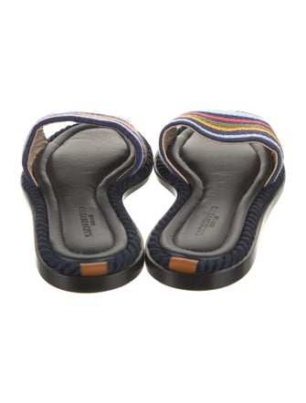 Lafayette 148 Canvas Striped Slides