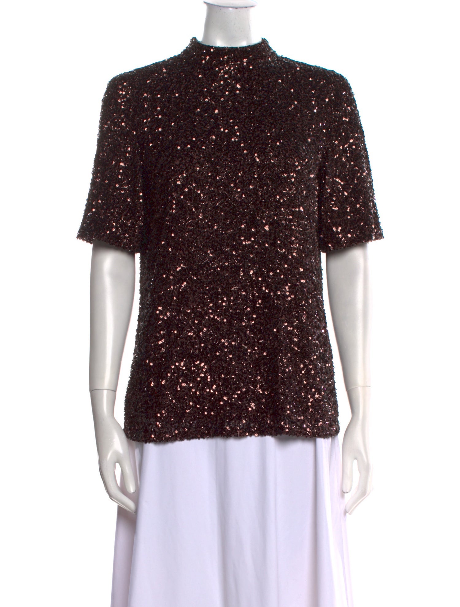 Lafayette 148 Nylon Mock Neck Blouse