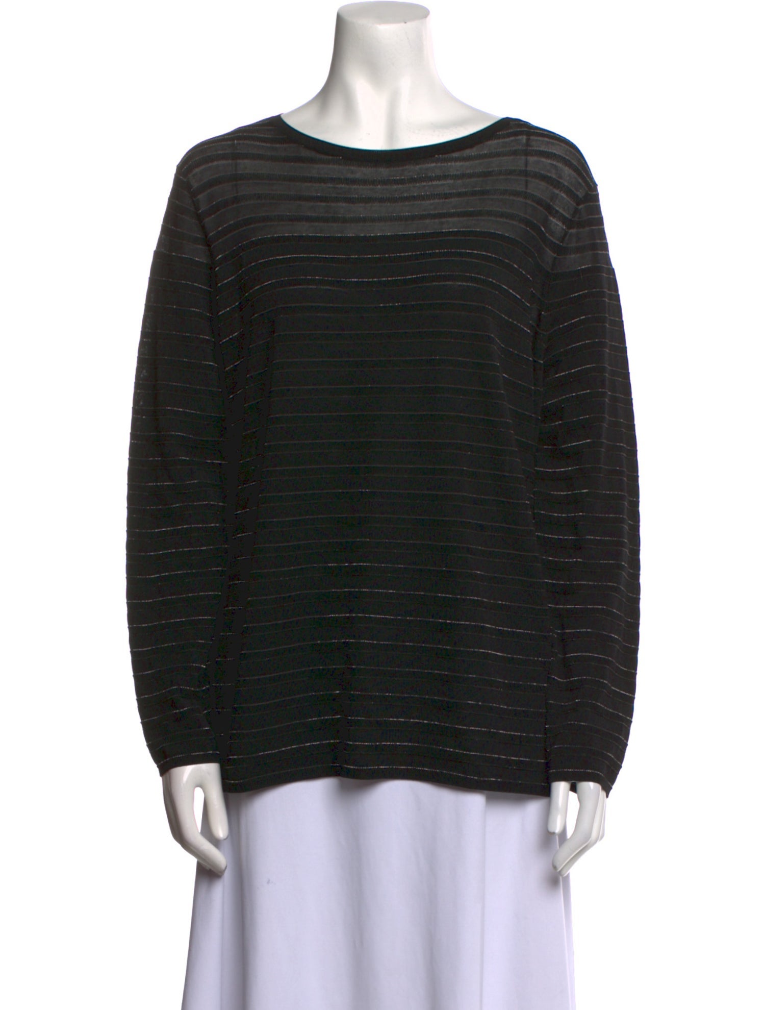 Lafayette 148 Striped Bateau Neckline Sweater