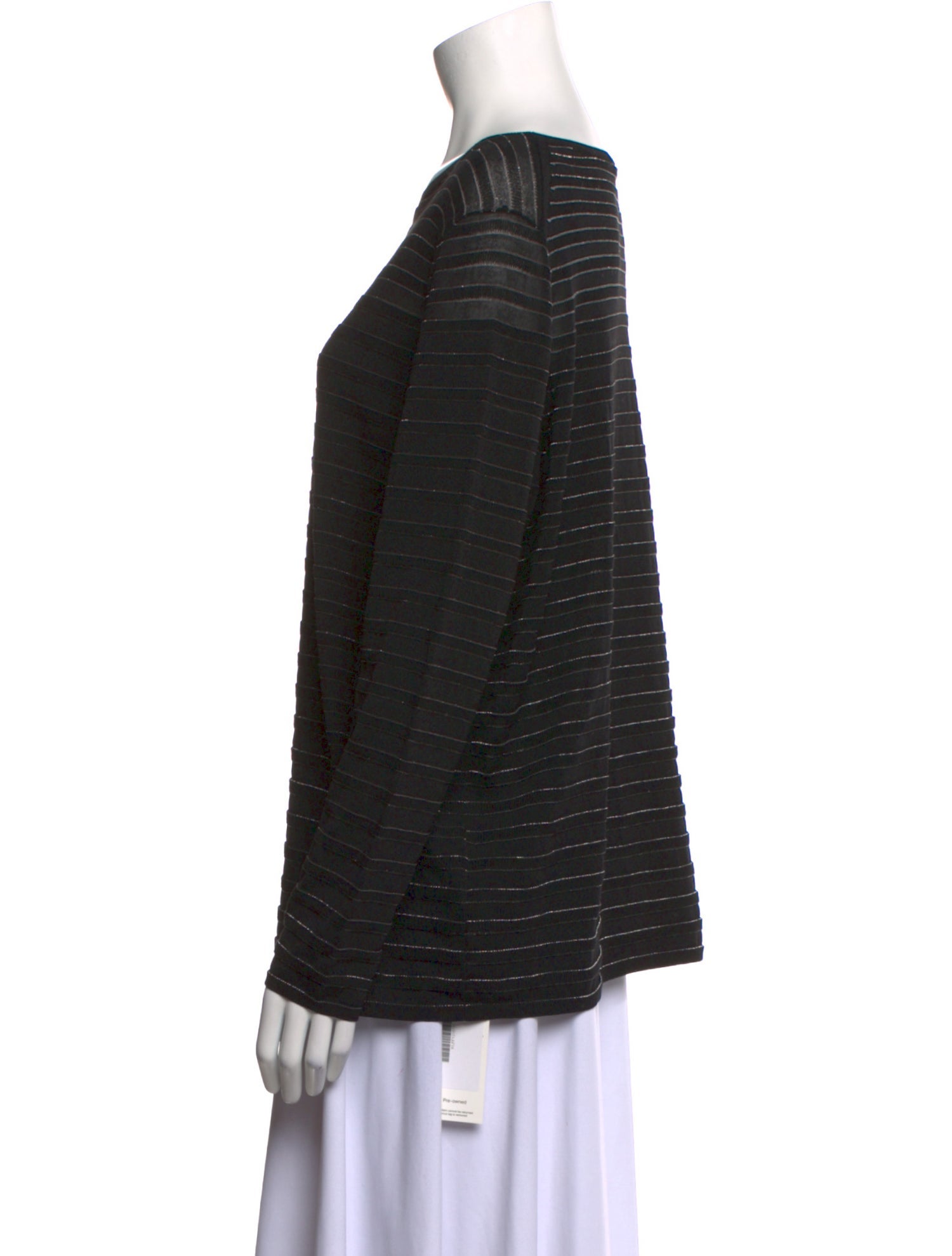 Lafayette 148 Striped Bateau Neckline Sweater