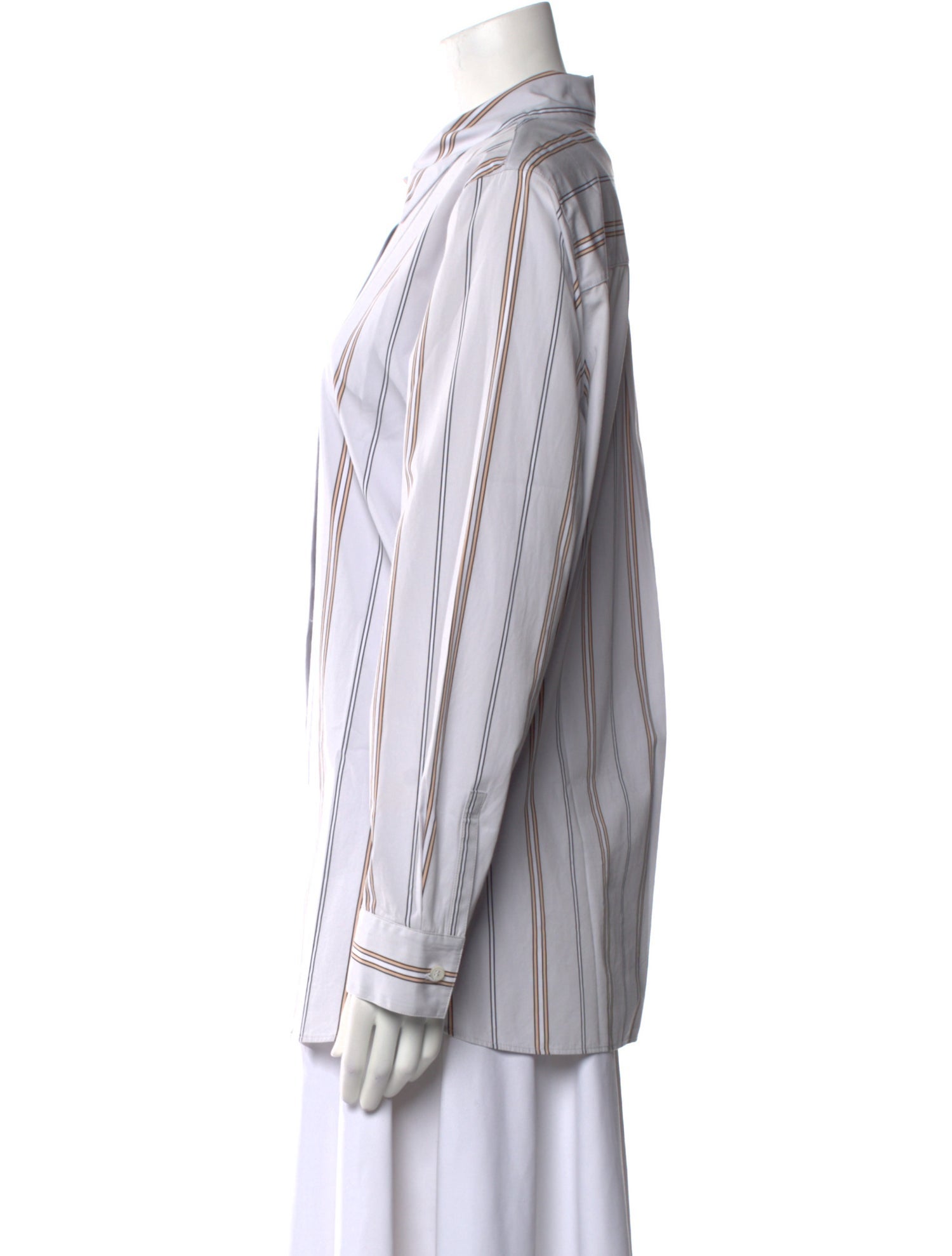 Lafayette 148 Striped Long Sleeve Button-Up Top