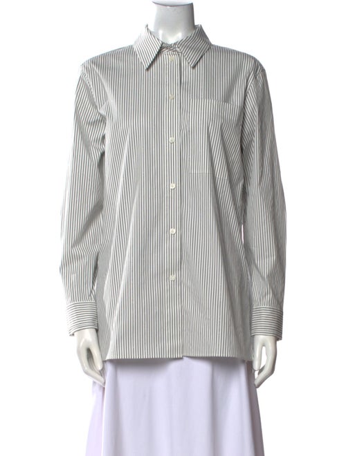 Lafayette 148 Striped Long Sleeve Button-Up Top