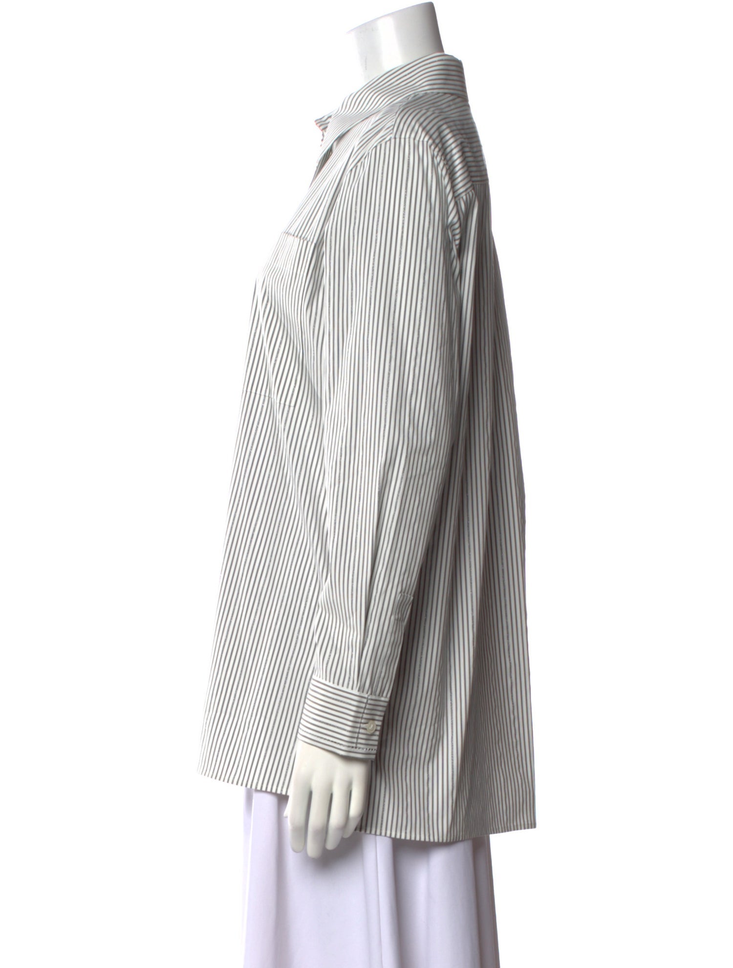 Lafayette 148 Striped Long Sleeve Button-Up Top