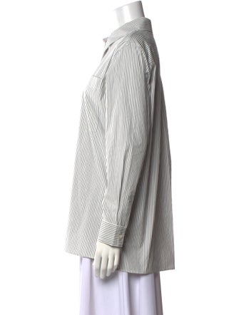 Lafayette 148 Striped Long Sleeve Button-Up Top