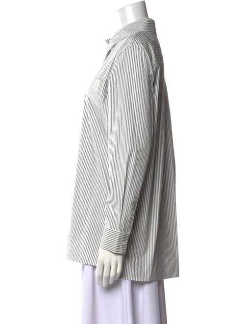 Lafayette 148 Striped Long Sleeve Button-Up Top