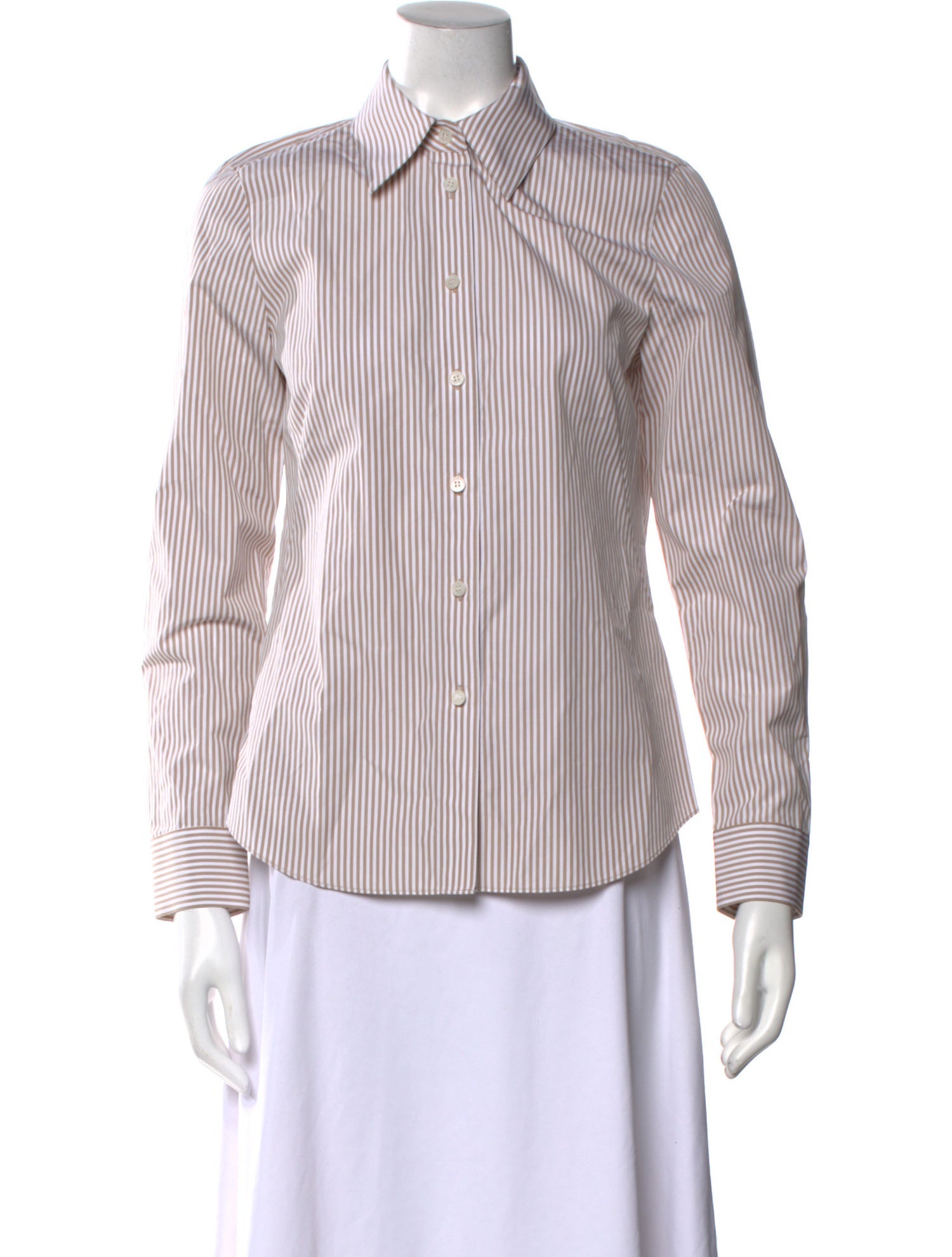 Lafayette 148 Striped Long Sleeve Button-Up Top w/ Tags