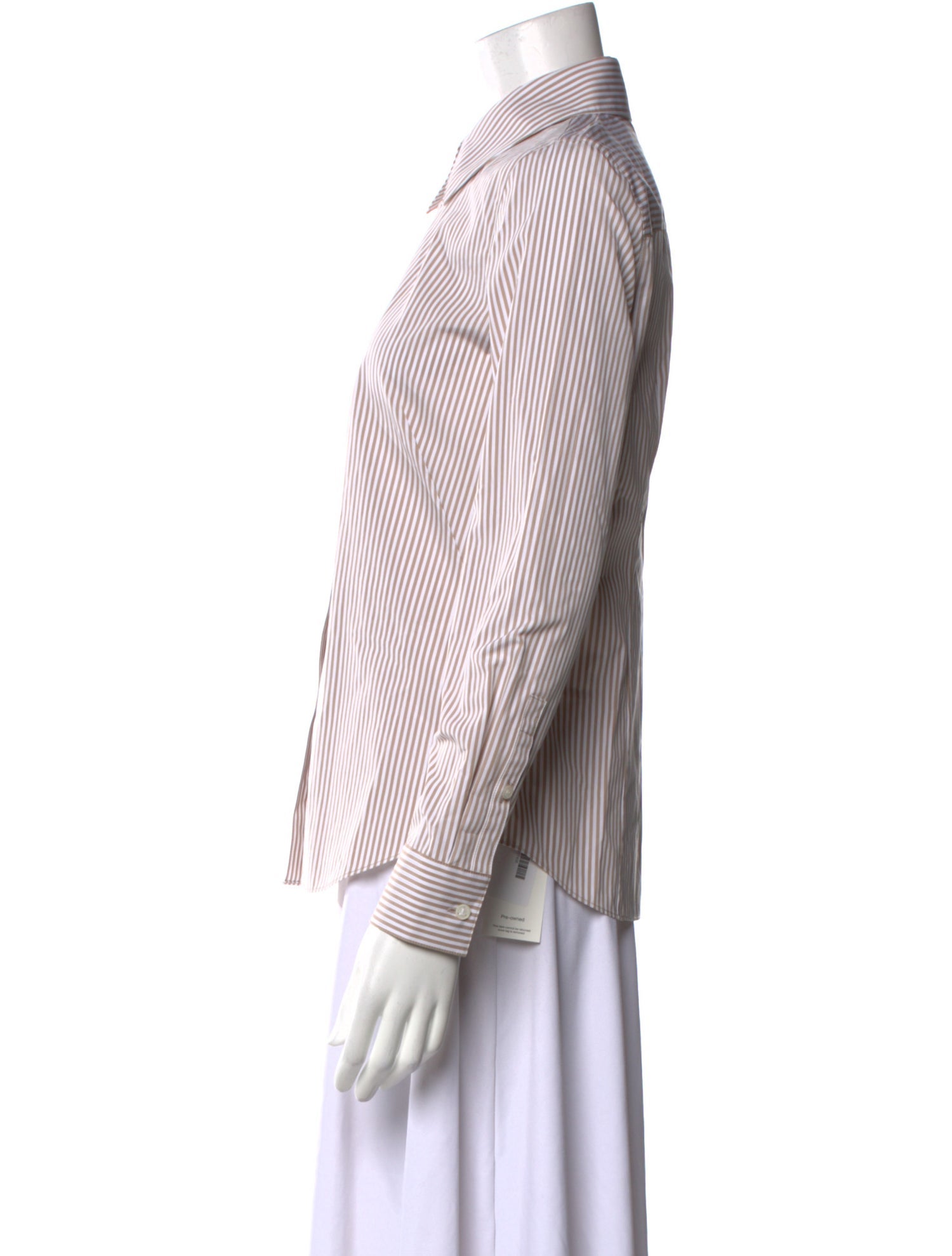 Lafayette 148 Striped Long Sleeve Button-Up Top w/ Tags