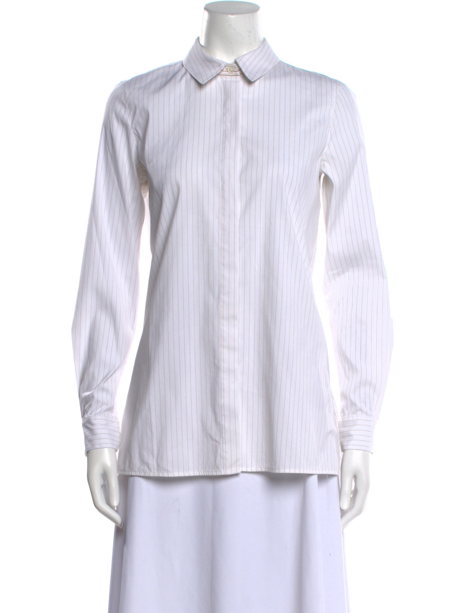 Lafayette 148 Striped Long Sleeve Button-Up Top