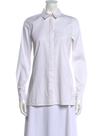 Lafayette 148 Striped Long Sleeve Button-Up Top
