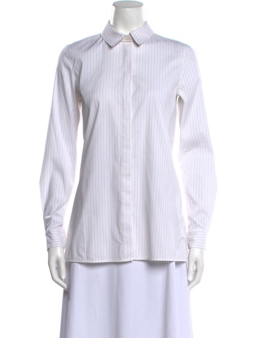 Lafayette 148 Striped Long Sleeve Button-Up Top