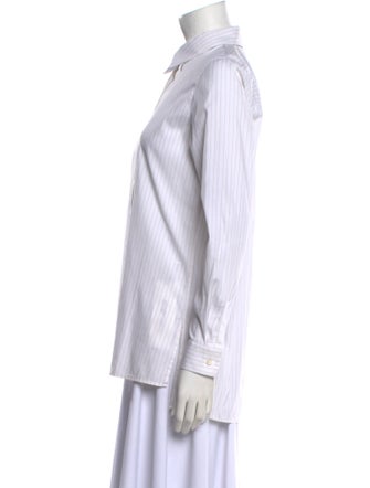 Lafayette 148 Striped Long Sleeve Button-Up Top