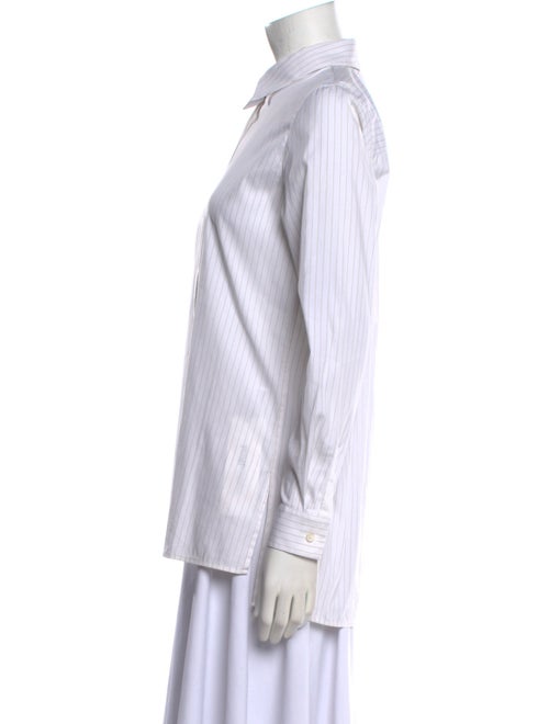 Lafayette 148 Striped Long Sleeve Button-Up Top