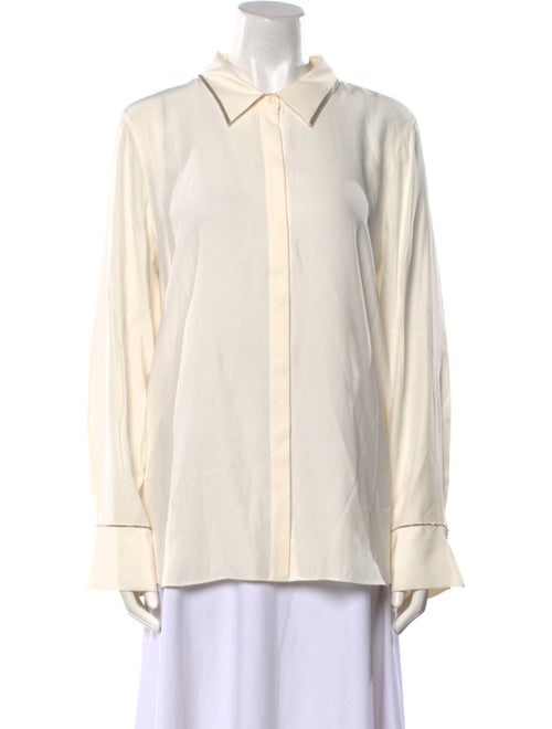 Lafayette 148 Silk Long Sleeve Button-Up Top