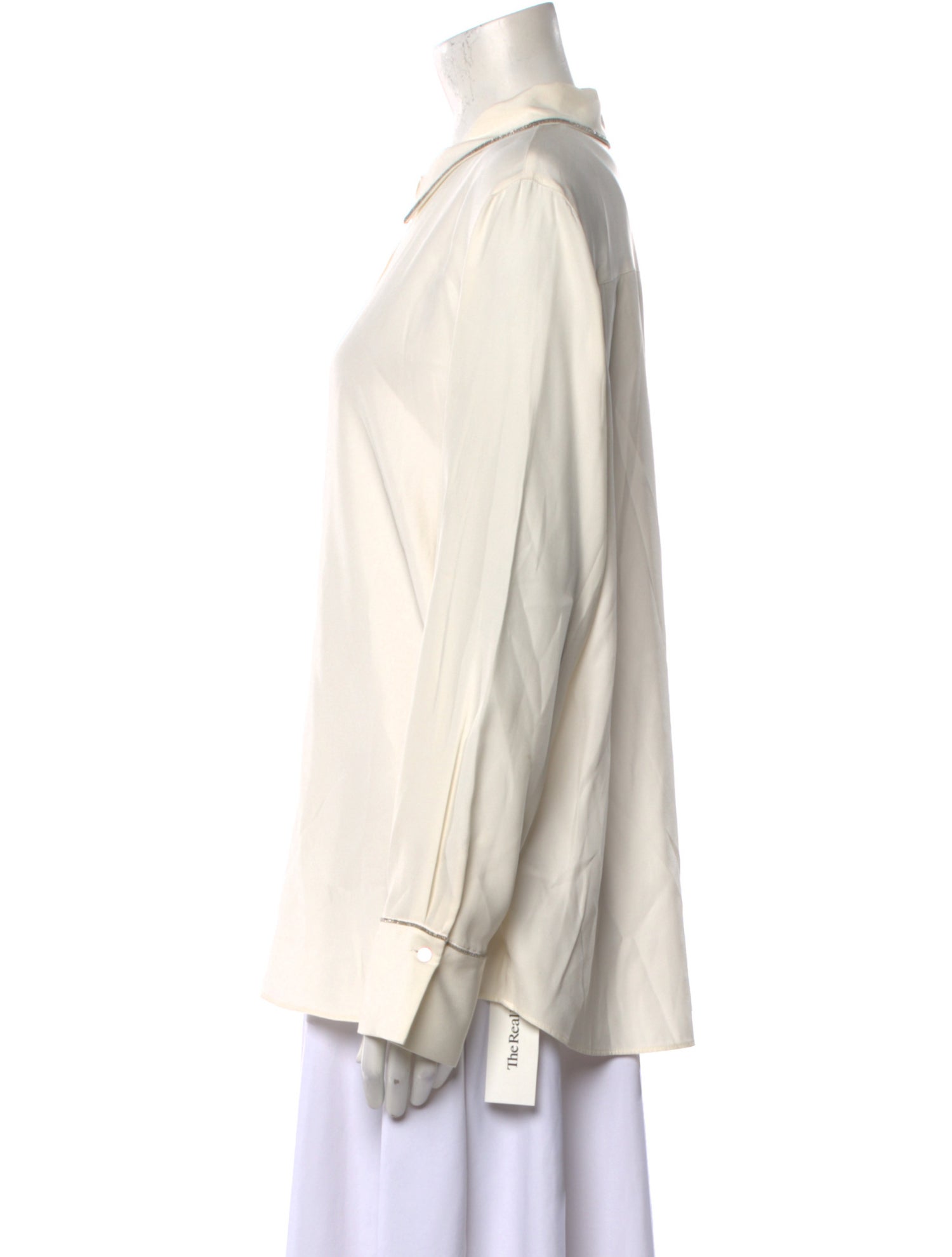 Lafayette 148 Silk Long Sleeve Button-Up Top