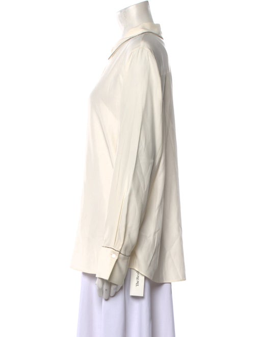 Lafayette 148 Silk Long Sleeve Button-Up Top