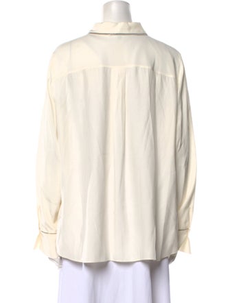 Lafayette 148 Silk Long Sleeve Button-Up Top