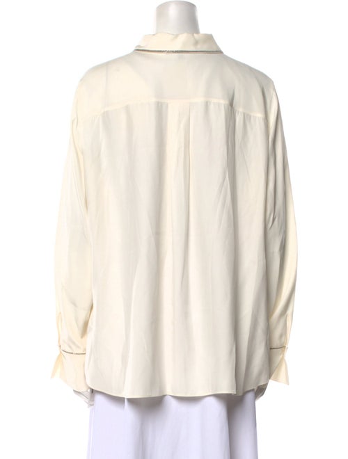 Lafayette 148 Silk Long Sleeve Button-Up Top