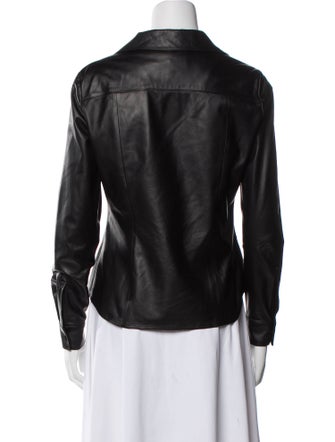 Lafayette 148 Lambskin Long Sleeve Button-Up Top
