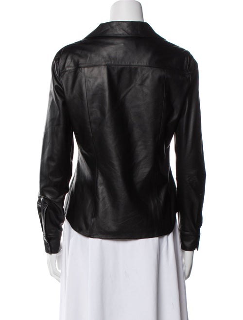 Lafayette 148 Lambskin Long Sleeve Button-Up Top