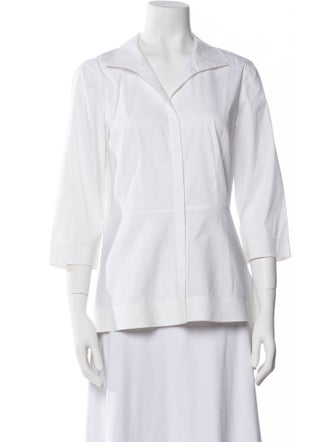 Lafayette 148 Three-Quarter Sleeve Button-Up Top
