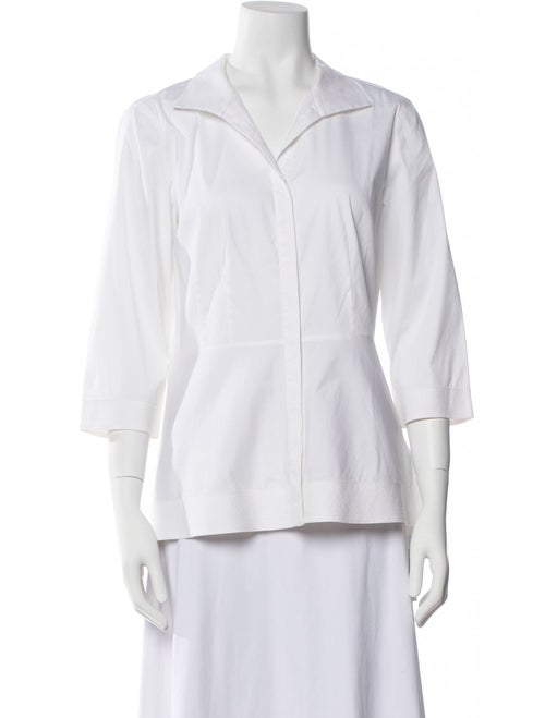 Lafayette 148 Three-Quarter Sleeve Button-Up Top