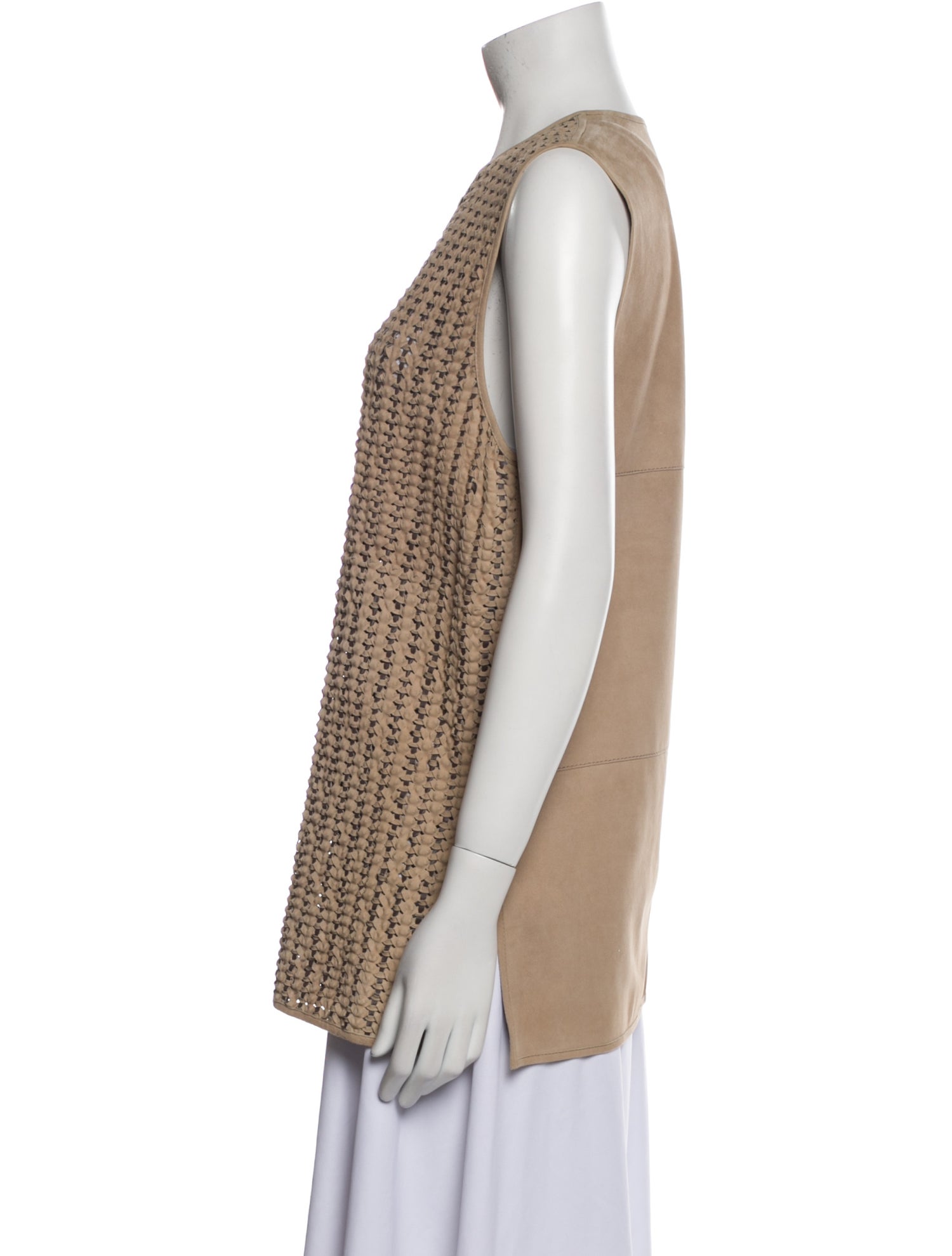 Lafayette 148 Leather Tweed Pattern Vest