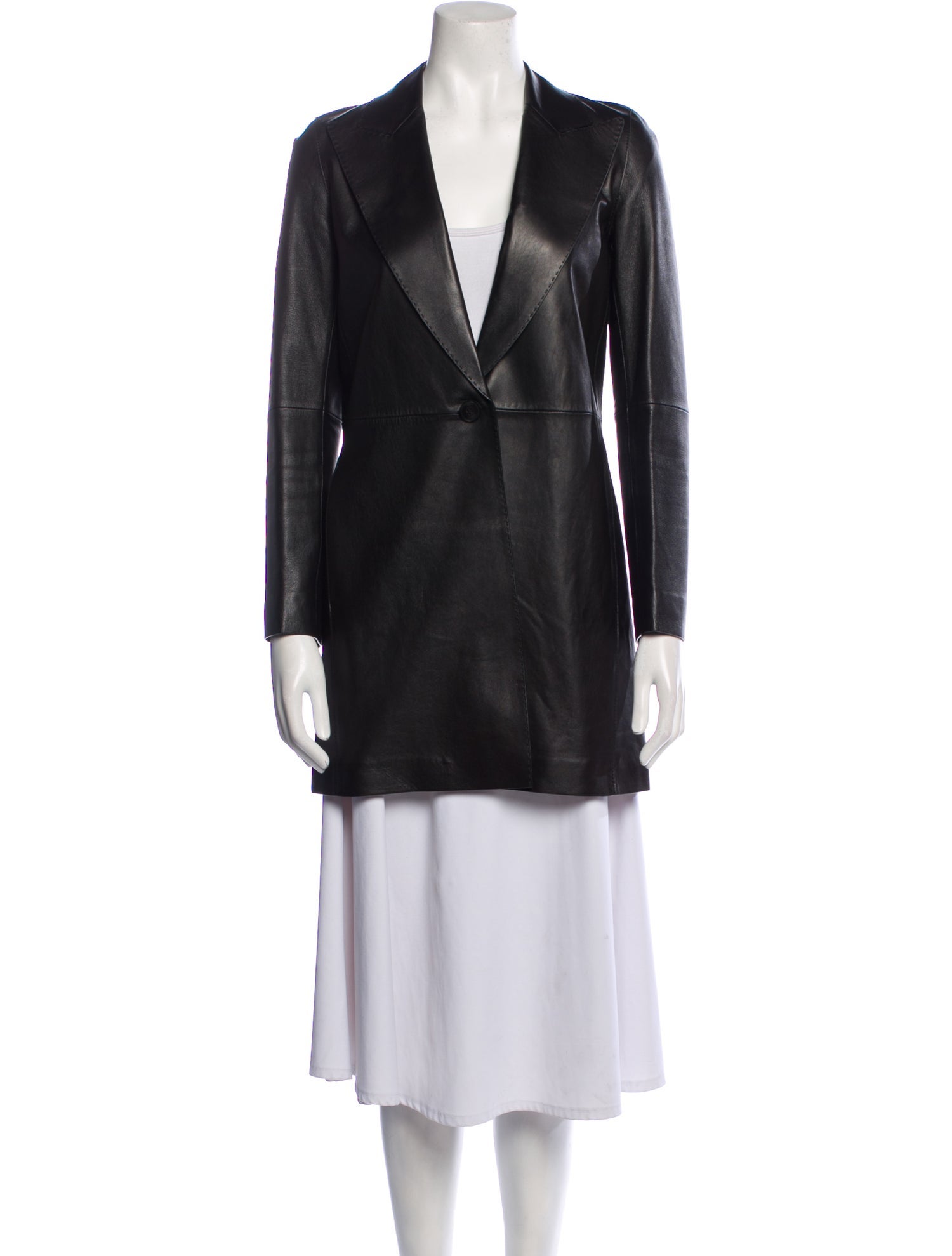 Lafayette 148 Leather Peacoat