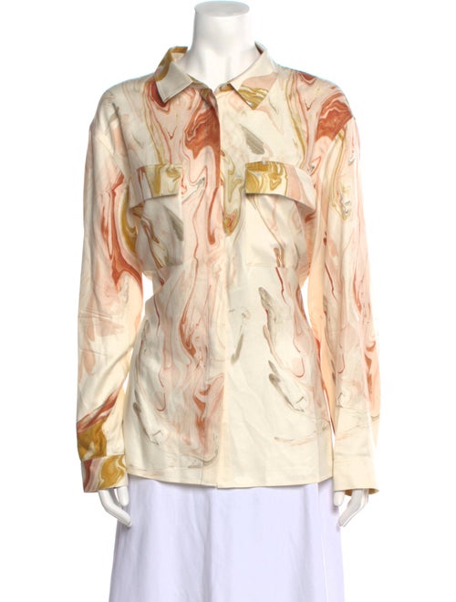 Lafayette 148 Silk Printed Button-Up Top