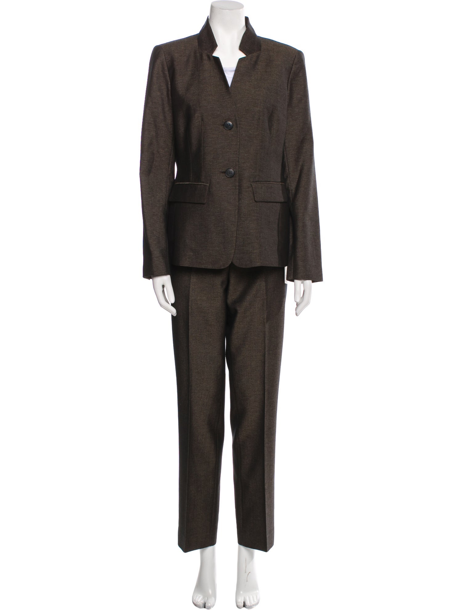 Lafayette 148 Virgin Wool Pleated Accents Pantsuit