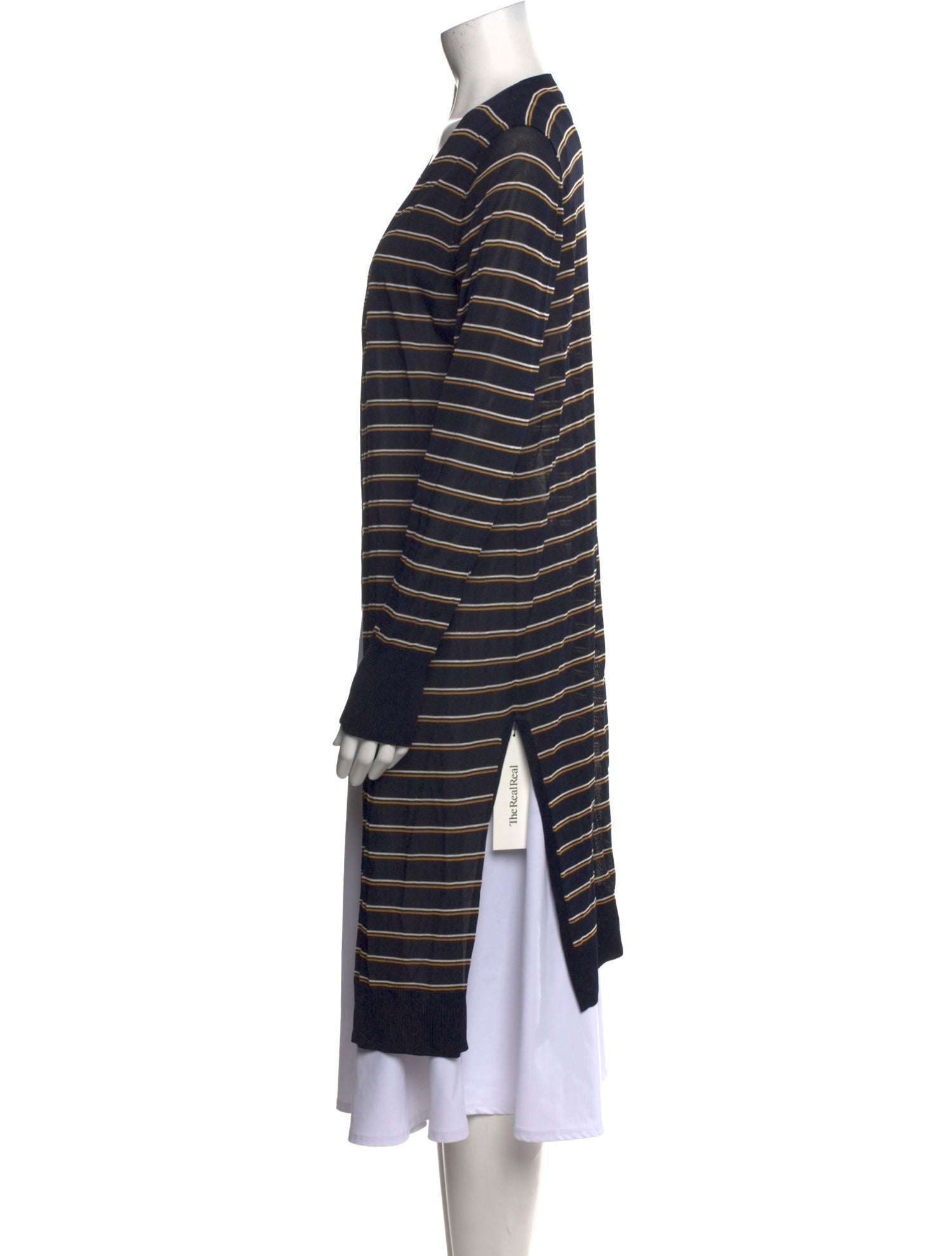 Lafayette 148 Striped Open Front Sweater