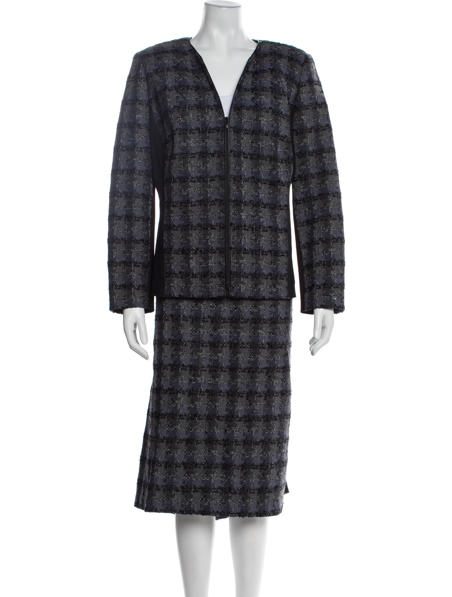 Lafayette 148 Tweed Pattern Glitter Accents Skirt Suit