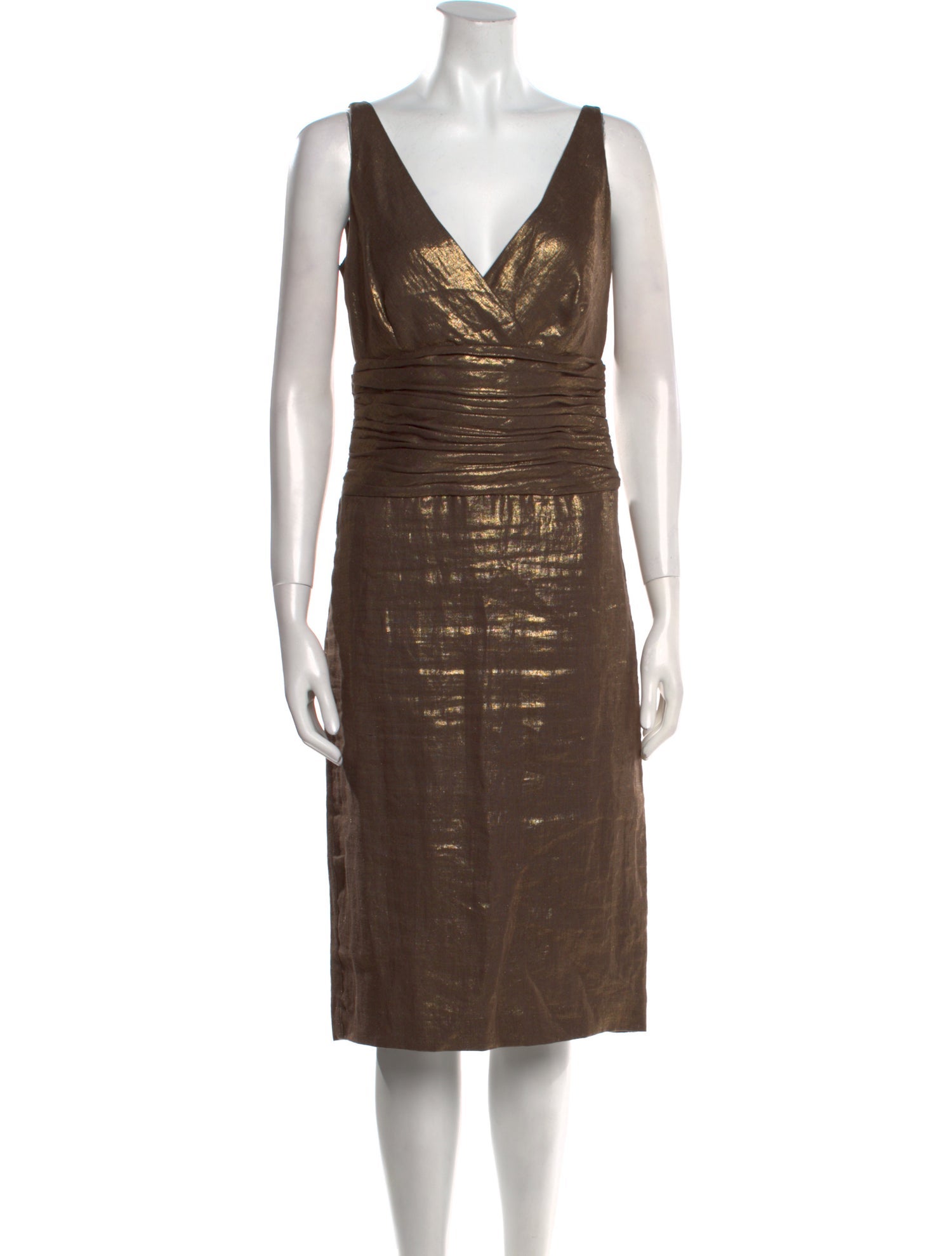 Lafayette 148 V-Neck Midi Length Dress