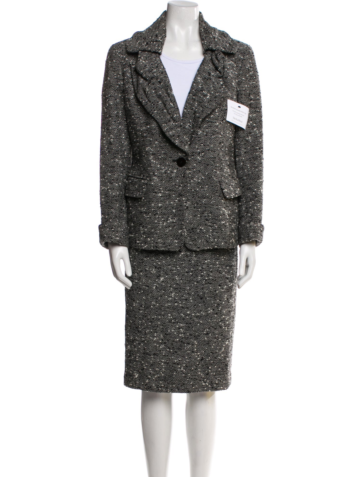 Lafayette 148 Wool Tweed Pattern Skirt Suit