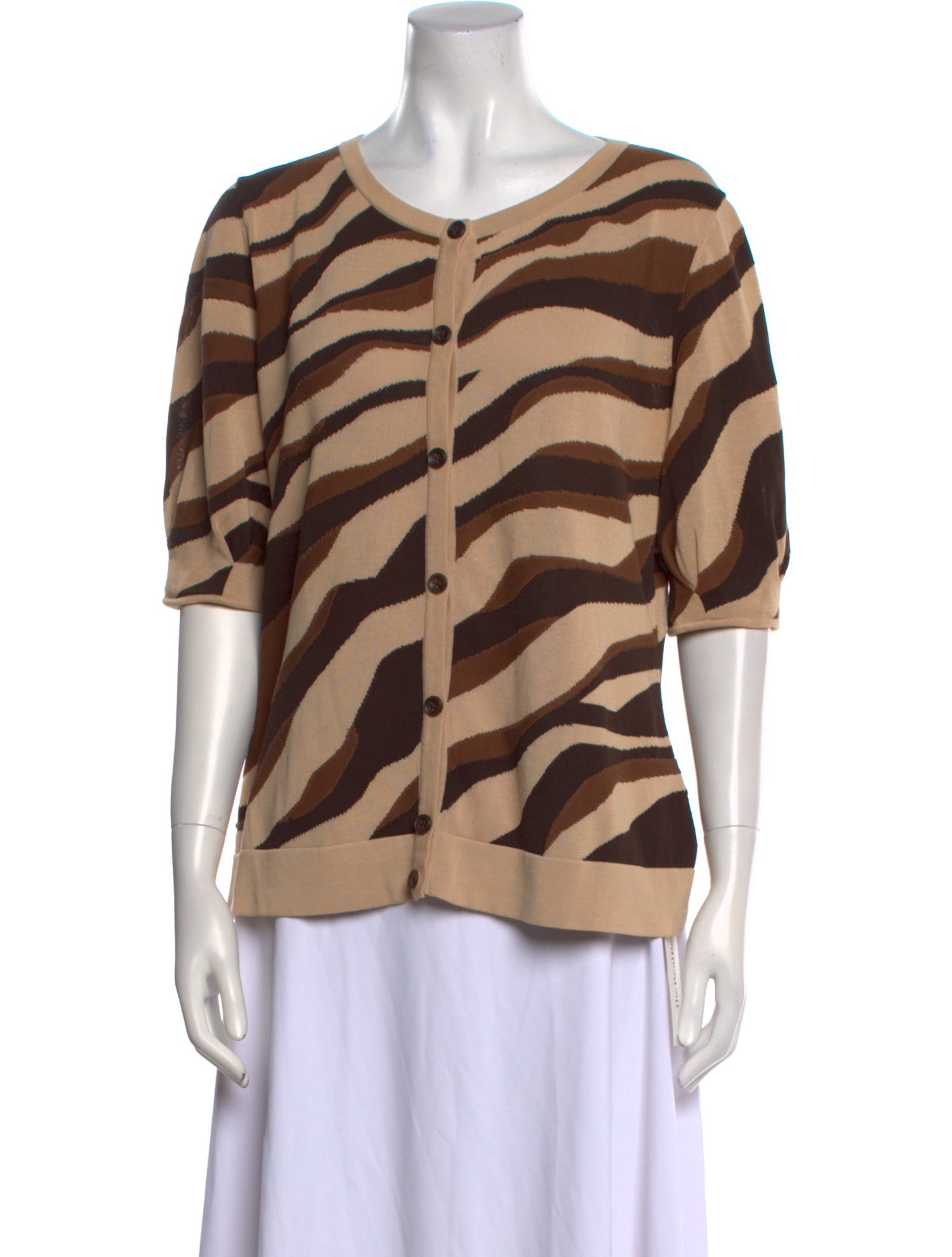 Lafayette 148 Animal Print Scoop Neck Sweater