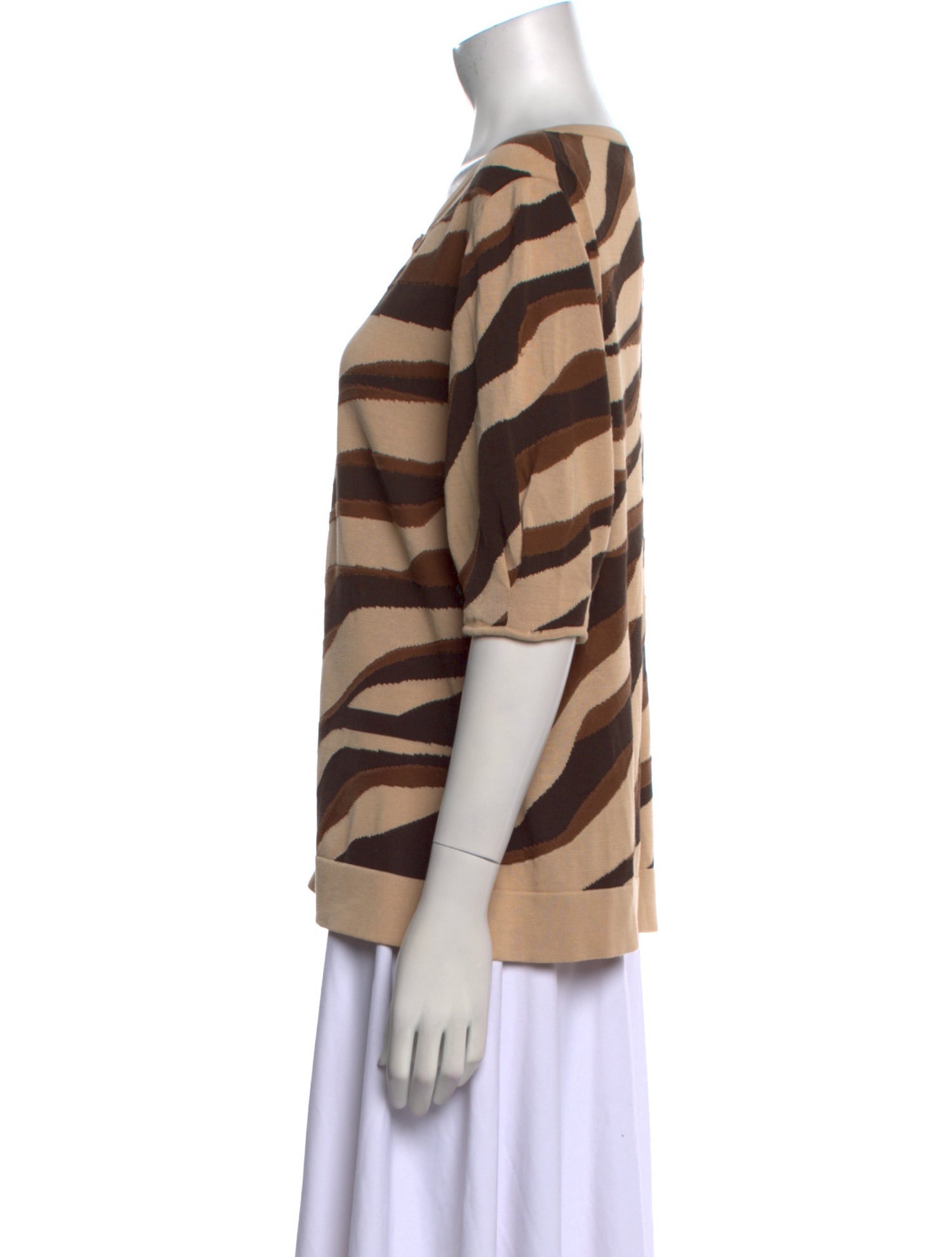 Lafayette 148 Animal Print Scoop Neck Sweater