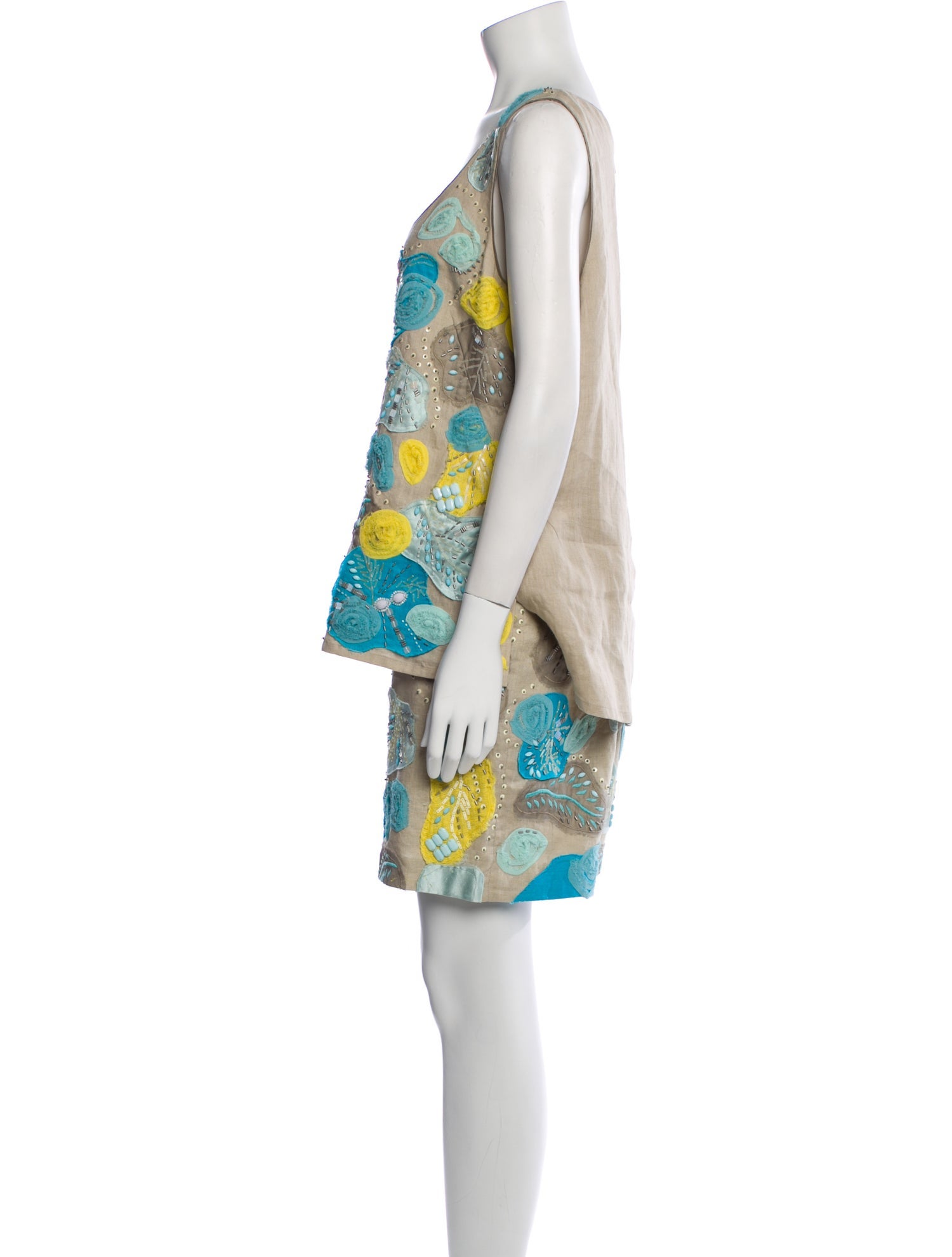 Lafayette 148 Linen Printed Skirt Set