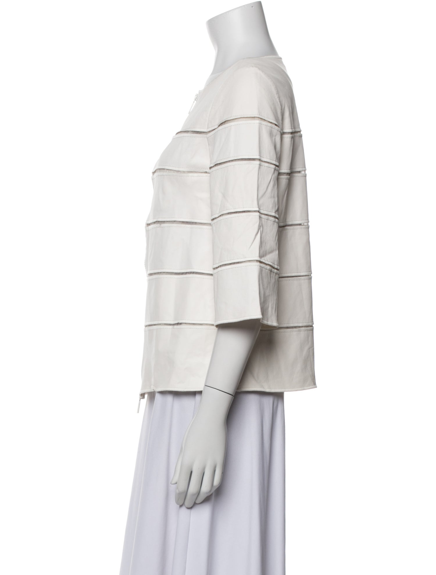 Lafayette 148 Leather Striped Jacket