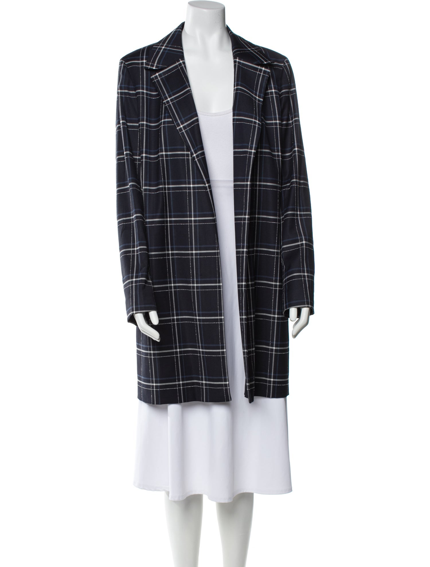 Lafayette 148 Virgin Wool Plaid Print Coat