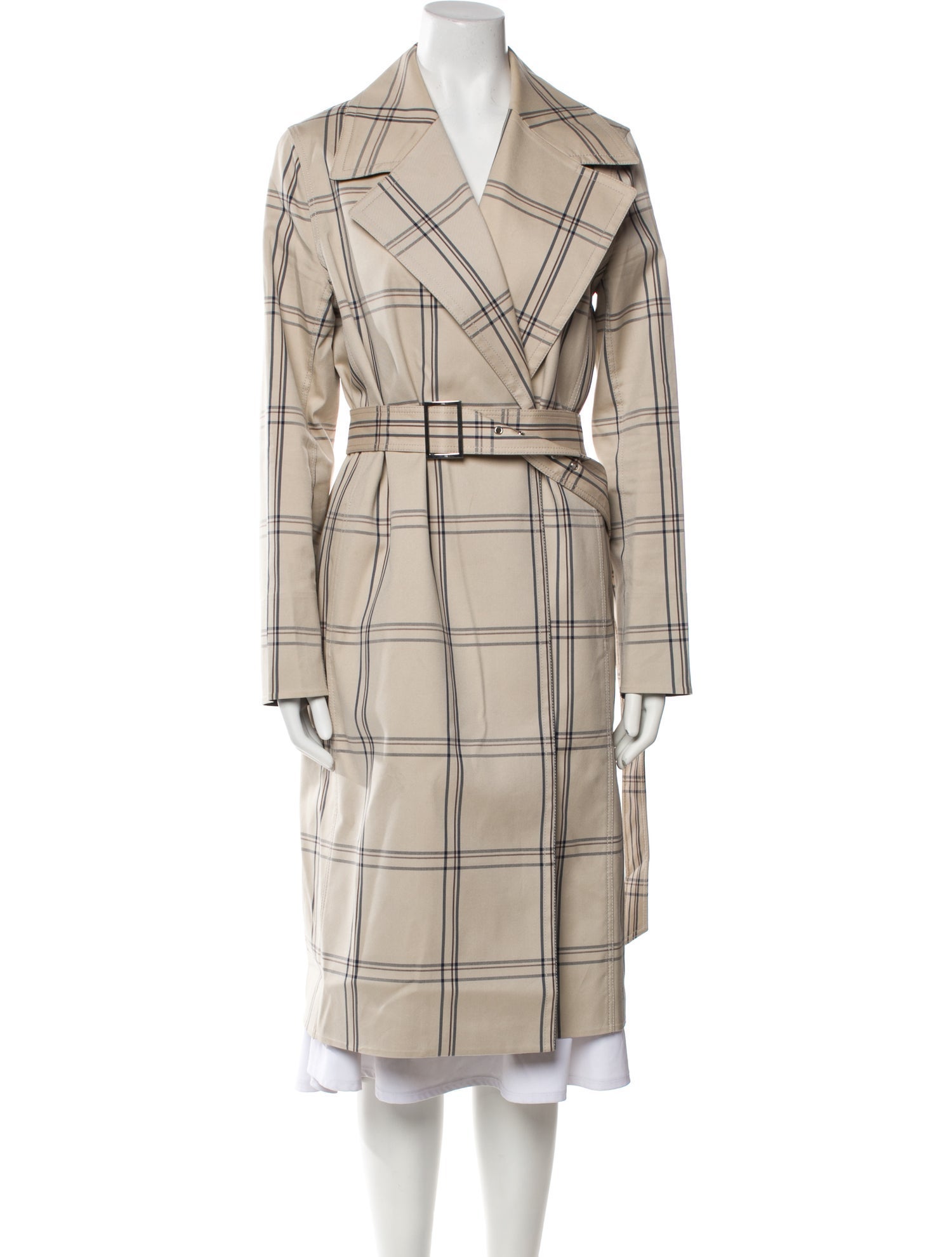 Lafayette 148 Plaid Print Trench Coat